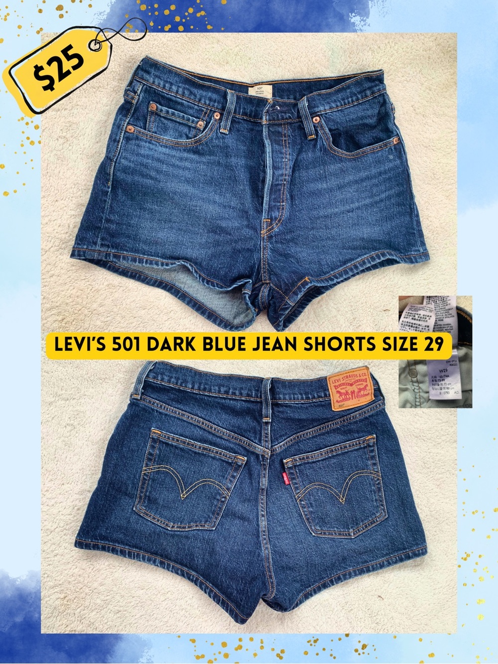 Levi's Dark Blue High-Rise Jean Shorts